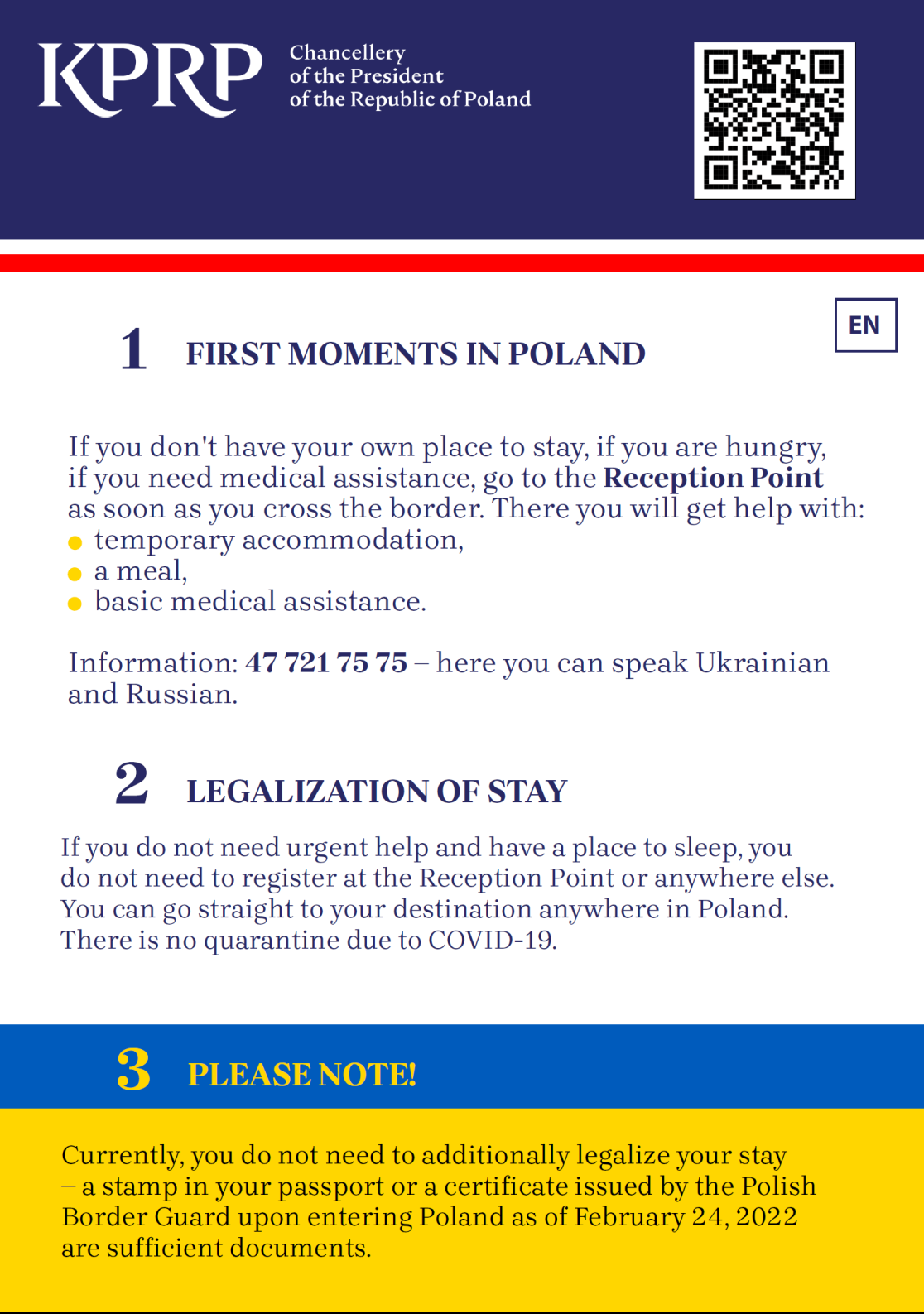 Ulotka informacyjna w języku angielskim strona 1